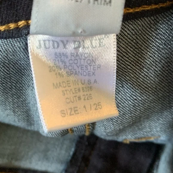 Judy Blue Dark Blue High Waist Super Flare Jeans Frayed Raw Hem Stretch Sz 1/25 - Picture 14 of 14